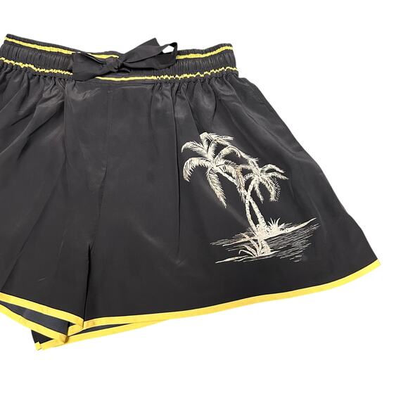 NWT Zimmermann Black Silk Blend Palm Tree Drawstring Running Shorts 0 / US XS - Picture 3 of 8
